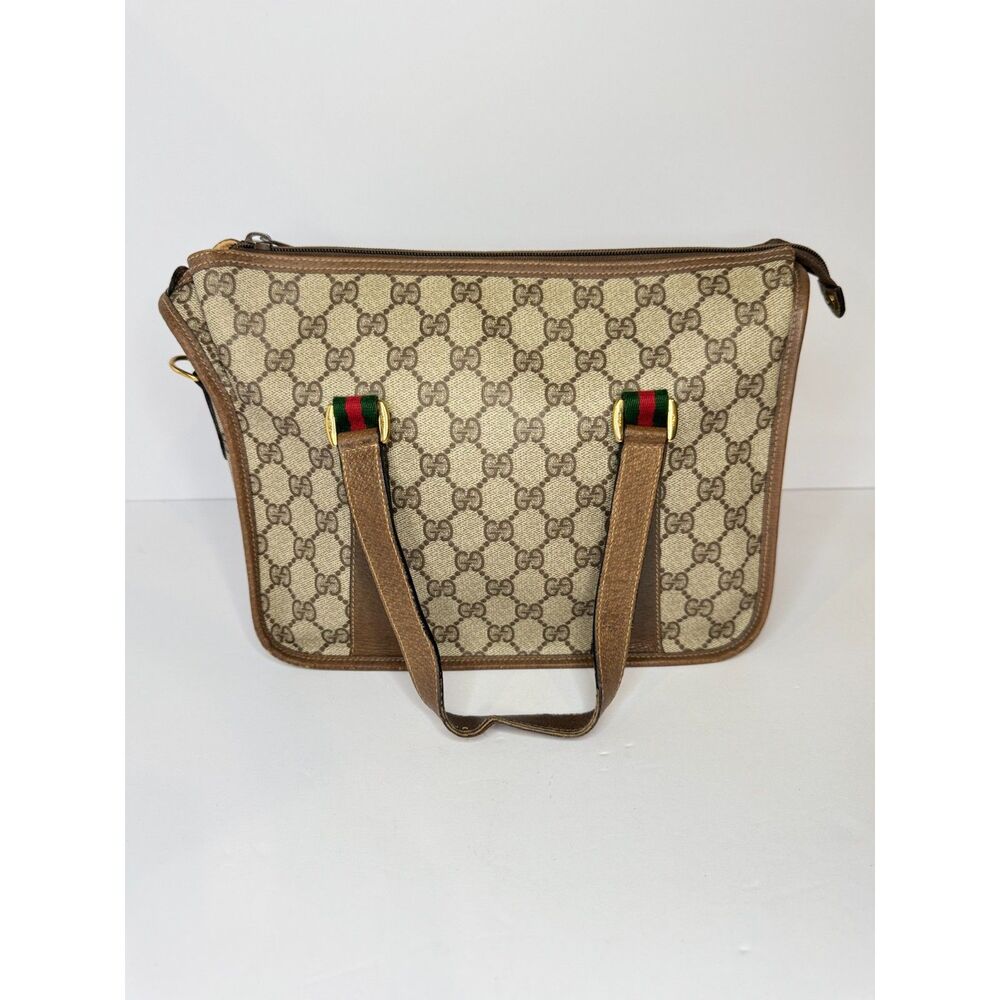 Vintage Gucci GG Supreme Web Sherry Line PVC Boston Bag Purse Italy